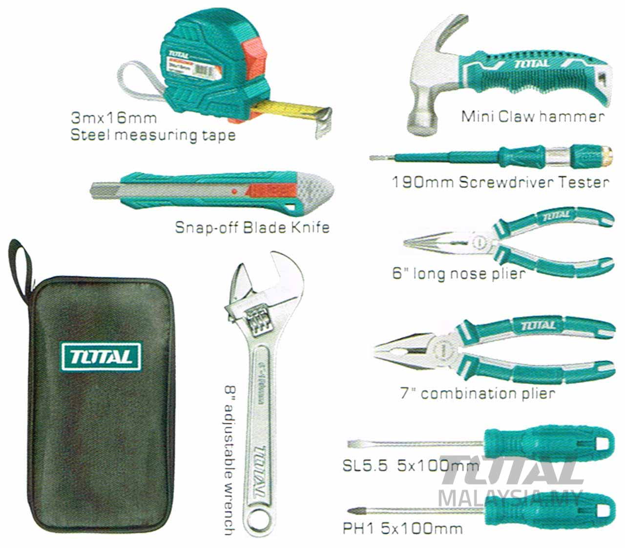 TOTAL THKTHP90096 9 Pcs Handtools Set 1