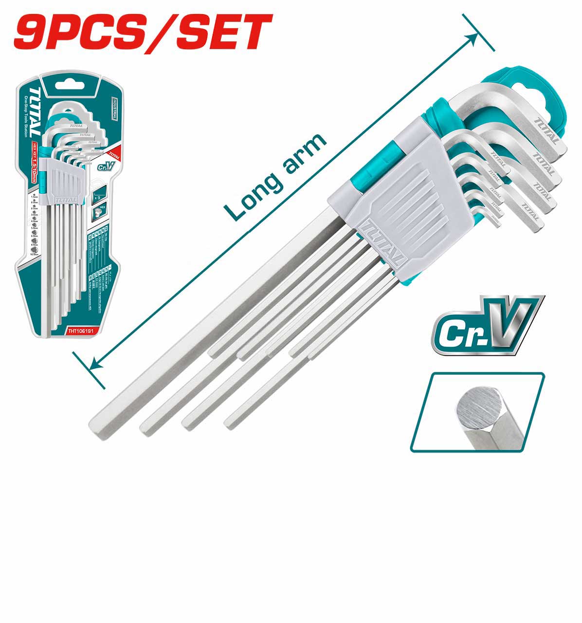 TOTAL THT106291 9 Pcs Ball Point Hex Key 1