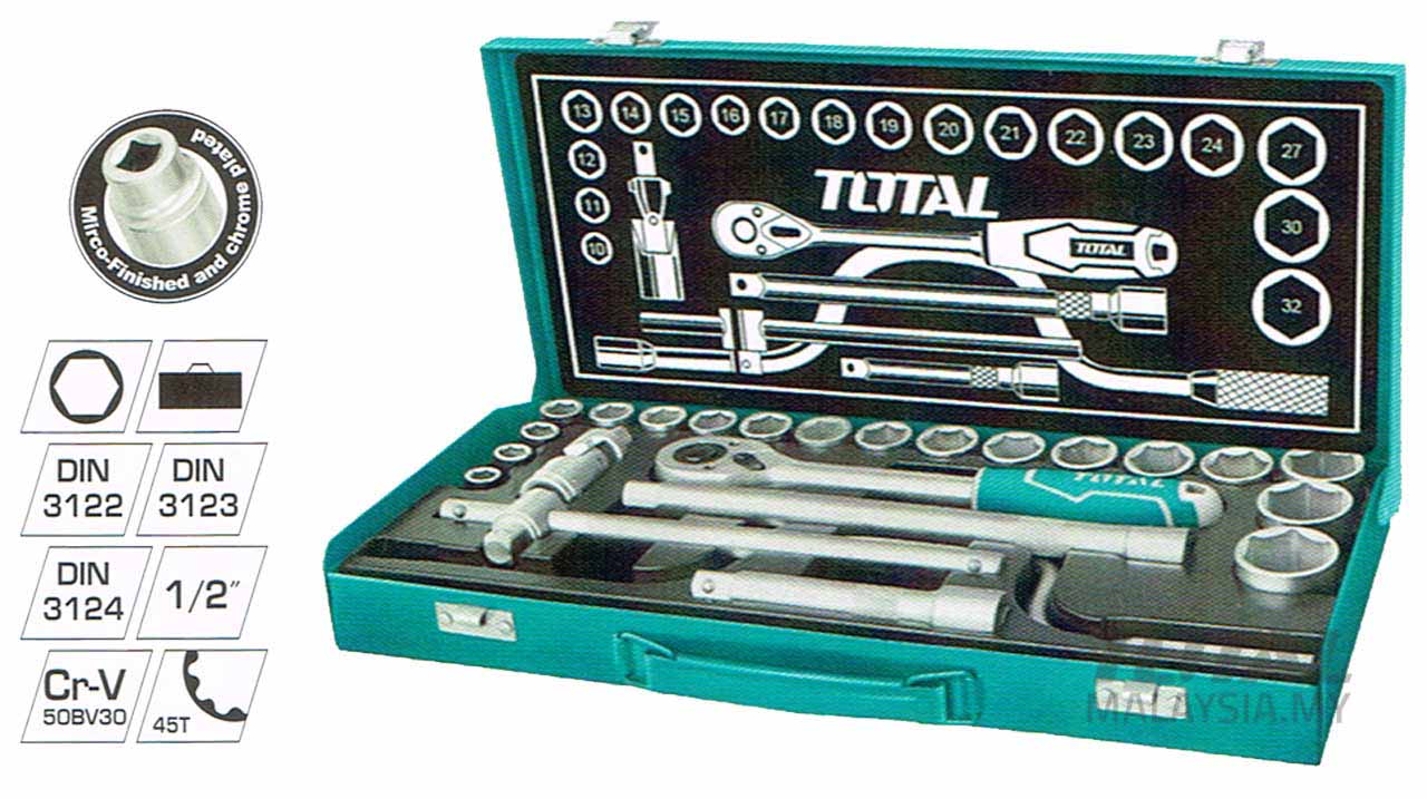 TOTAL THT141253 24 Pcs 1/2″ Socket Set 1